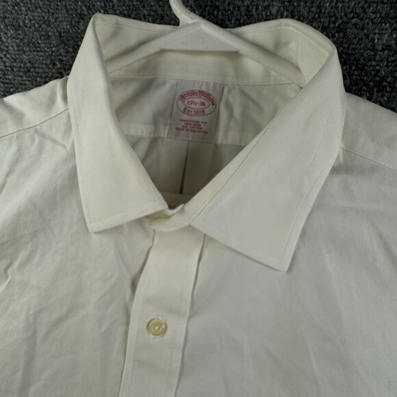Brooks Brothers Men Non Iron Button Up Long Sleeve 17.5 36 Traditional White - Picture 9 of 16